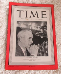 Vintage No Label WW II TIME Magazine January 27, 1941 Philip Murray of C.I.O. - Picture 1 of 5