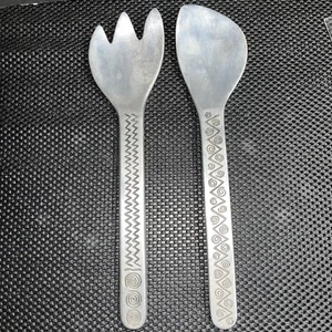 Salad Serving  Set RWP Wilton Armetale Pewter-Look Fork and Spoon 13” Long - Picture 1 of 8