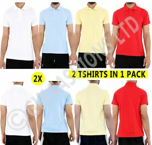 2x Boys Plain Polo T-Shirt School Shirts Uniform PE Kids Short Sleeve Tops Shirt - Picture 1 of 13