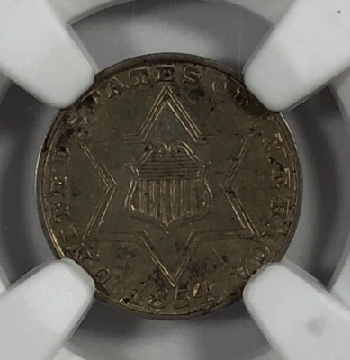 1854 3 Cent Silver. 3CS. .03. NGC Unc. Details. Good Luster. - Image 1 of 4