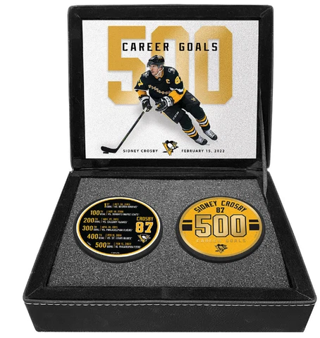 Sidney Crosby Pittsburgh Penguins 500th Goal Limited-Edition 2-Puck Box Set NHL Cover
