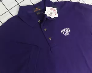 NEW TCU Shirt Mens Large Purple Antigua Golf Polo Horned Frogs COTTON - Picture 1 of 8