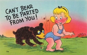 "Can't Bear To Be Parted From You" Humor Comic Vintage Leinen PC - Bild 1 von 2