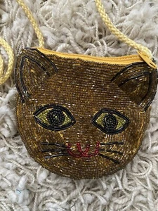 Monedero bandolera con cuentas cara de gato - Imagen 1 de 2