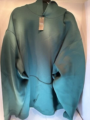 Boohoo Hombre Plus Sudadera con Capucha Calce Suelto - Verde - 5XL-X XXXXL Sudadera Foto 1 de 4
