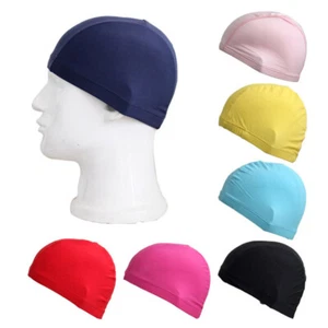 Unisex Swimming Bathing Hat Cap Nylon Fabric Lycra Fit Elastic Sports Use - Picture 1 of 18