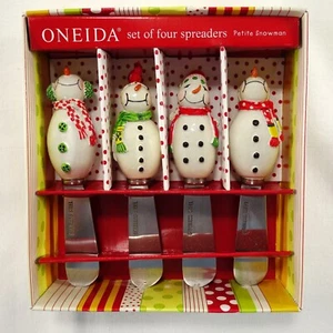 Oneida Set Of Four Petite Christmas Snowman Spreader Stainless Steel Knives - Picture 1 of 6