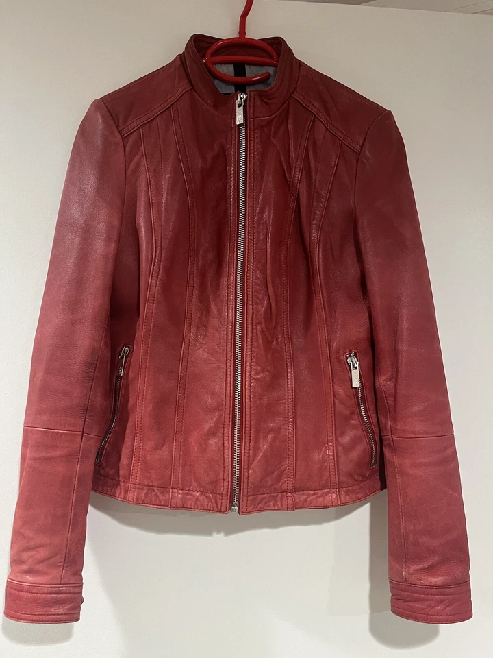 Black Rivet 100% Genuine Leather Moto Jacket Women Size XS Biker Red - Image 1 of 4
