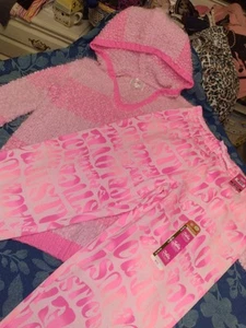 JUSTICE SUPER SOFT NEON SWEAT SET W HOODIE SWEATER XL 16-20 LOGO BOTTOMS MATCH - Picture 1 of 13