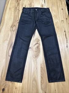 TRUE RELIGION Men’s Rocco Relaxed Skinny Jeans Flap Black Size 32x31 - Picture 1 of 10