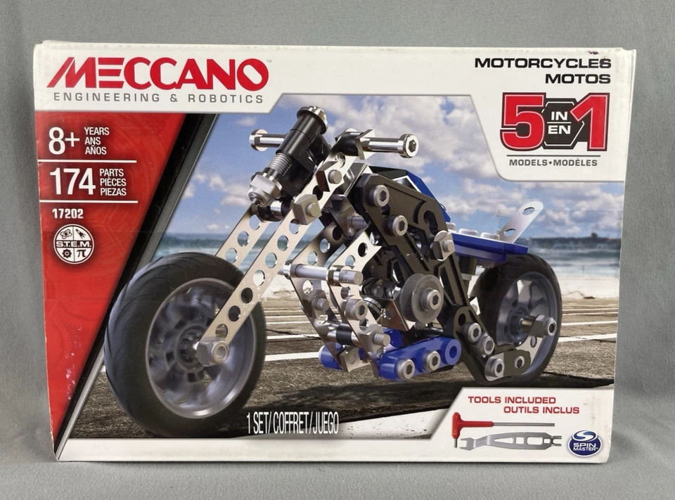 Meccano 17202 Motorcycles Engineering & Robotics 5 in 1  New Sealed - Image 1 of 4
