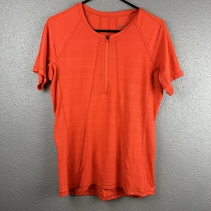 Athleta Pacifica Rashguard Shirt Damen große Reißverschlusstasche 1/2 Zip UPF orange rot - Bild 1 von 16