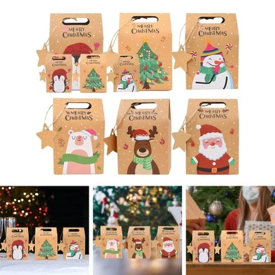 24x Christmas Treat Bags Candy Packing Box with Name Tags Candy Boxes for Foto 1 de 4