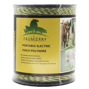 Portable Electric Fencing Polywire 1650 Feet 500 Meters, 6 Stainless Steel Co... - Picture 1 of 7