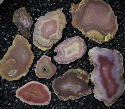 9 losas de ágata Laguna MEXICO SELECT - estante superior lapidario áspero *no pulido* Foto 1 de 4