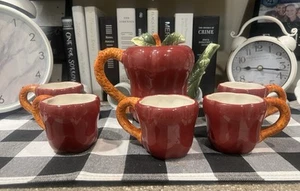 Teapot Apples Vintage Apple Leaf Tea Pots And Cups (A10) - Picture 1 of 7