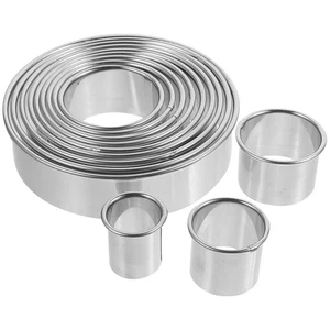 12 Pezzi Anelli Circolari Fustellati Crumba Acciaio Inox Uovo Muffin Crostata Mousse - Foto 1 di 12