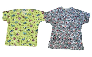 Set of 2 Scrub Tops Scrub HQ Peaches Uniforms Workwear Career Healthcare Work Me - Picture 1 of 12