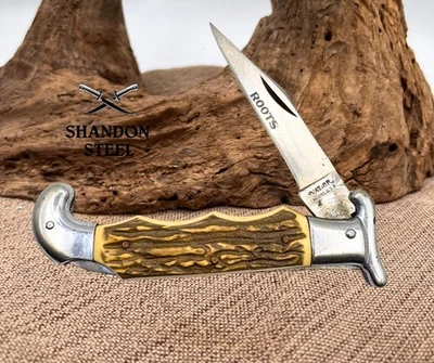 Valor Roots Vintage Pocketknife Japan Faux Stag Horn 440 353 Stainless Blade 108 - Image 1 of 4