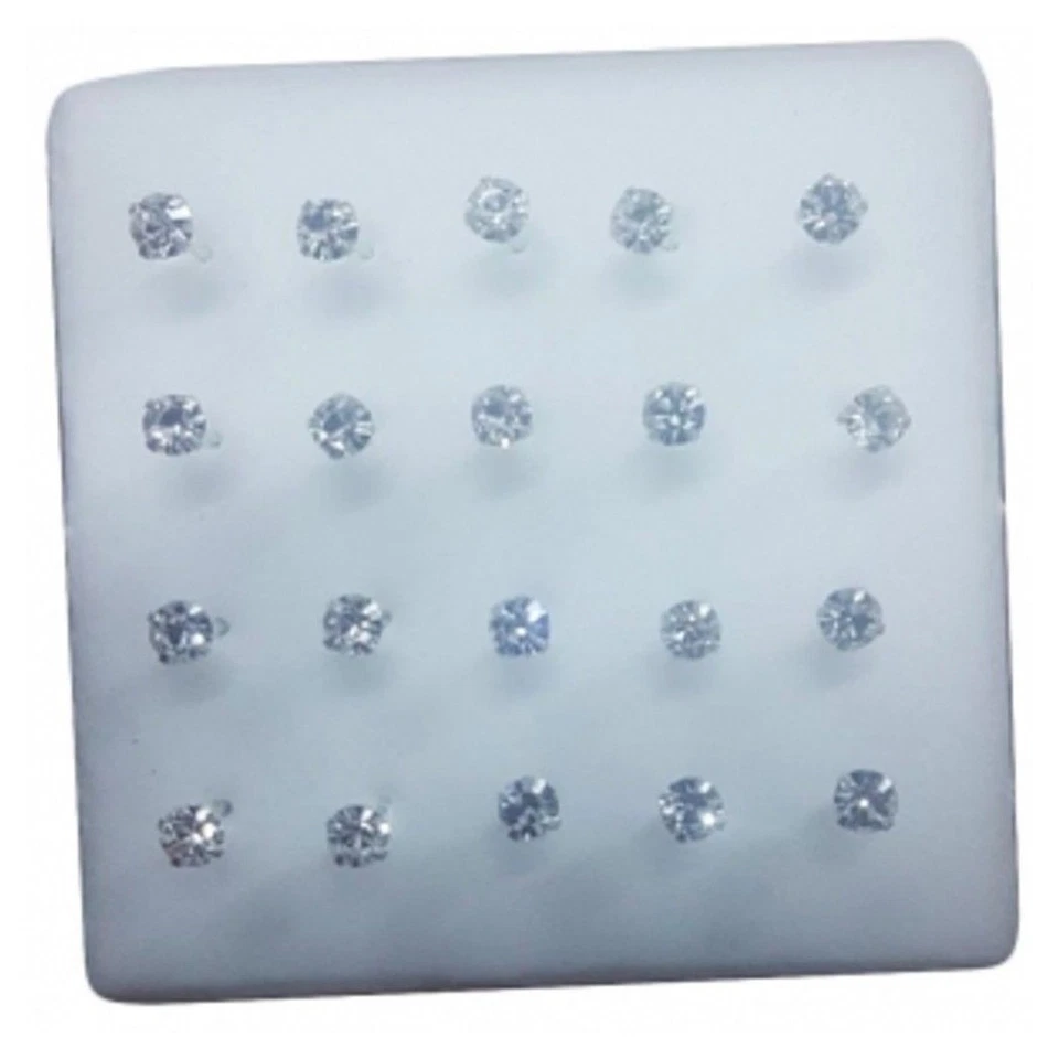 3 PIERCING ORECCHINI NASO 3 MM BRILLANTINO BIANCO BRILLANTINI ARGENTO ORECCHINO - Immagine 1 di 1