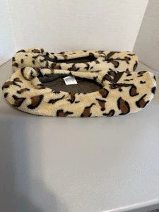 Leopard Print Plush Slippers with Gripper Soles - Large (9-10) - Picture 1 of 6