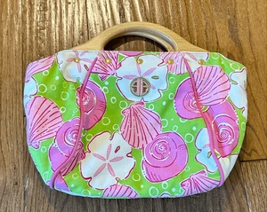Lilly Pulitzer Shell Canvas Bermuda Tasche Pink und Grün - Bild 1 von 7