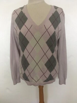 Suéter Izod Gris Lavanda Argyle Cuello en V Talla L Foto 1 de 4