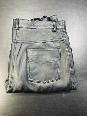 Pantalones de cuero KC Collections negros delanteros planos cómodos ajuste regular talla 6 Foto 1 de 4