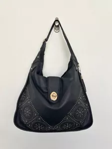 Coach Rhyder Stud Bag Hobo Gold Leather Black Adjustable Western Shoulder Bag - Picture 1 of 21