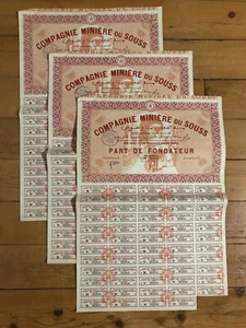 Lot de 10 parts: Société Minière du SOUSS (MEKNES MAROC) (A) - Picture 1 of 1