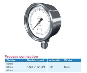 (AMPMECH) BADOTHERM GAUGE, PRESSURE, BDT18/D, 63MM, 0+2.5BAR - Picture 1 of 2