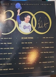 Nolan Ryan 300 Wins Commemorative Program Texas Rangers Autographed 1990 RARE - Picture 1 of 3