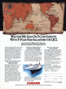 1987 Cunard: 5 Plus Star Sagafjord Vintage Print Ad - Picture 1 of 1