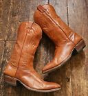 Nocano Vintage Brown Tan Leather Cowboy Boots, Uk S.9, Unisex, Made In Usa