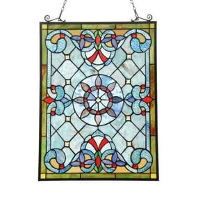 25" Tiffany Style stained Glass Victorian Window Panel Suncatcher - Picture 1 of 4