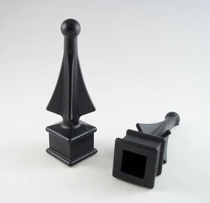 100 EACH (5/8-INCH) BLACK PLASTIC IRON FENCE FINIAL TOPS 1-58 4-SIDED SPIRE - Picture 1 of 10