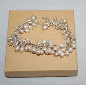 Silpada Sterling Silver Pink & White Pearl Cha~Cha Toggle Clasp Bracelet B1072