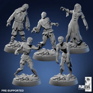 5x Zombie Undead Paquete 1 - Pure Evil - Dungeons and Dragons 32 mm Fantasy D&D - Imagen 1 de 6
