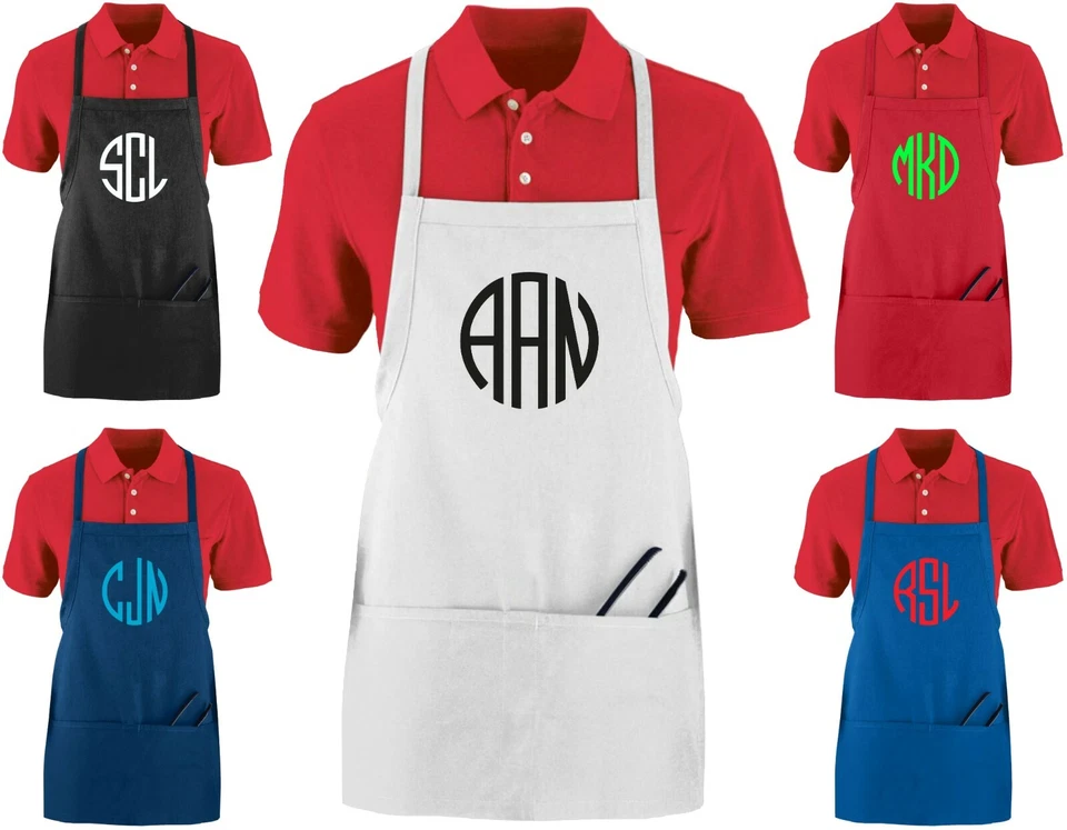 Custom Monogrammed Apron w/ YOUR INITIALS Tavern Size (20" x 24") monogram gift - Image 1 of 4