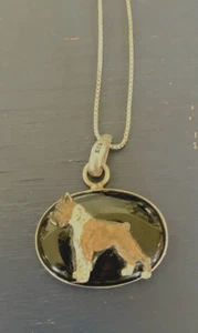 Spectacular Vintage Sterling Silver Black Onyx Bulldog Necklace, 22 in chain - Picture 1 of 10