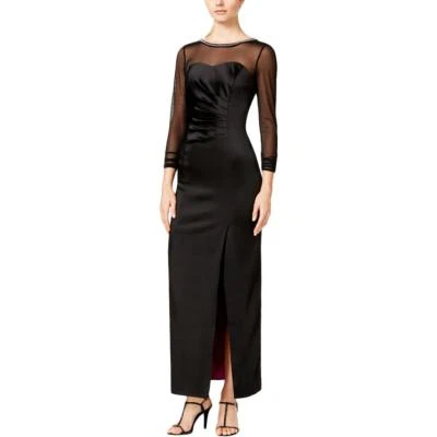 TAHARI ASL «Аарон» ~ черный атласный собранными в Рюш украшенное платье для официальных приемов 4 новый $240 - Изображение 1 из 4