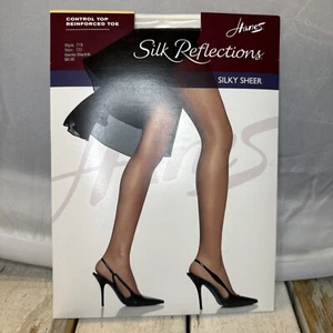 Hanes Silk Reflections Silky Sheer Size CD control top STYLE 718 BARELY BLACK - Picture 1 of 8