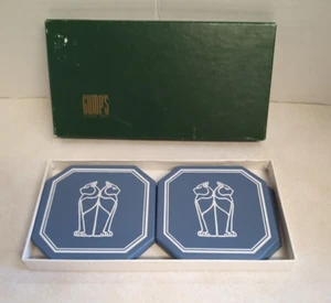 Juego de montaña rusa vintage, gato, Art Deco, Gumps, azul - Imagen 1 de 5