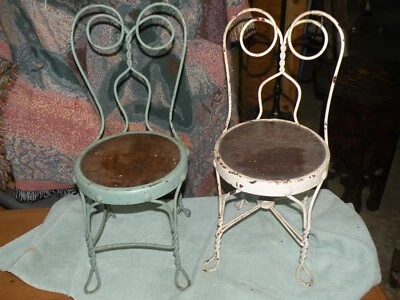 Antique Pair of Ice Cream iron twist children's chairs - Image 1 of 4