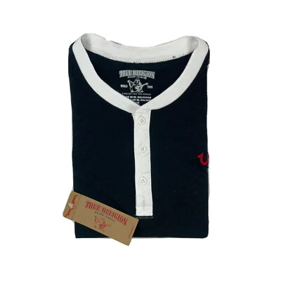 True Religion Black White Henley Size Mens M NWT 79$ - Image 1 of 4
