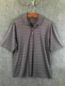 Lone Cypress Golf Pole Men's Size Large Gray Short Sleeve Pebble Beach Striped - Foto 1 di 8