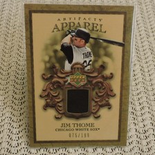 2007 Upper Deck Artifacts Apparel Jim Thome Gm. Used Jersey #'d 75/199