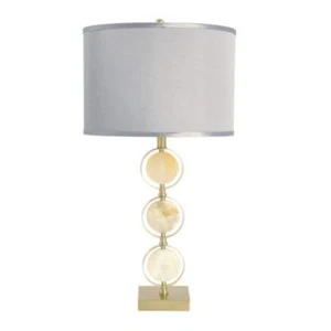Storied Home Table Lamp 29 .5" Natural and Gold Indoor Marble and Metal W/Shade - Picture 1 of 6