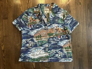 NWT Women’s Reyn Spooner SEATTLE MARINERS Short Sleeve Camp Shirt Size XL - Picture 1 of 5