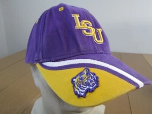 Vintage LSU Tigers Mens Hat Purple Yellow Louisiana State University Adidas AOP - Picture 1 of 5